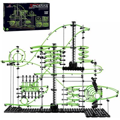867PCS Marble Roller Coaster Kit, Space Rail Glow-in-The-Dark STEM Model Building Set with 8 Steel Balls, DIY Engineering Toy for Adults(Level 5)