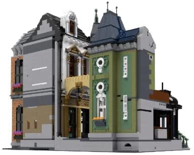 General Jim's Toy Store Square Two-Story Building Blocks Set – Detailed European-Inspired Modular City Model – Includes Accessories, Sidewalk Features, Interactive Areas & More!