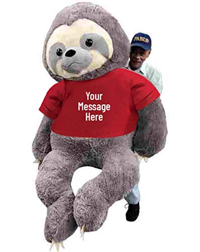 Big Plush Personalized 7 Foot Giant Stuffed Sloth Wears Customized Tshirt that You Design, Huge Stuffed Animal Measures 7 Feet Tall 84 Inches Soft 213 cm