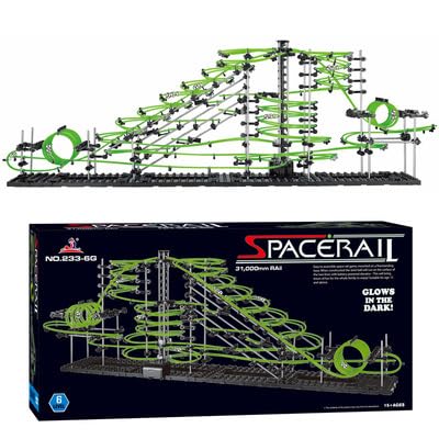 867PCS Marble Roller Coaster Kit, Space Rail Glow-in-The-Dark STEM Model Building Set with 8 Steel Balls, DIY Engineering Toy for Adults(Level 5)