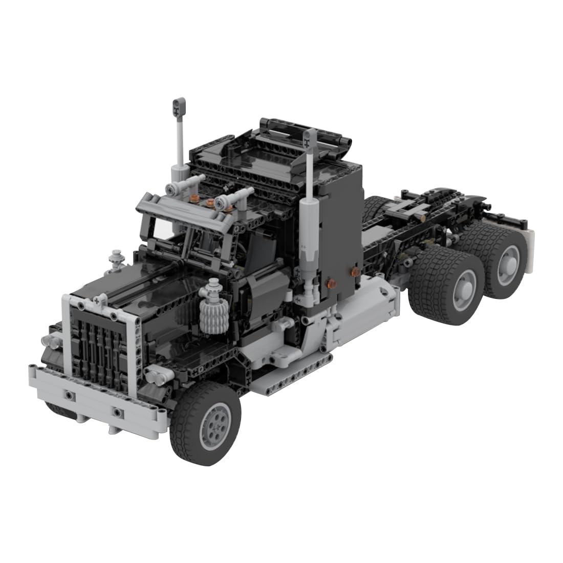 STEM Engineering Construction Toys,1447Pcs 1/17 Technology Series Electric RC Engineering Truck Trailer Model Bricks Kit Building Block MOC Set - Black, T9635FK18VKRMFUSIA16G9V