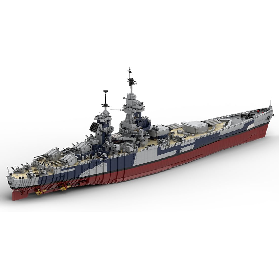 BrickCraftWorks MOC-163300 1/200 Scale Military WWII French Fast Battleship Building Blocks Set, Military Navy Warship MOC Toy for Military Enthusiasts Teens and Adults (10803PCS)