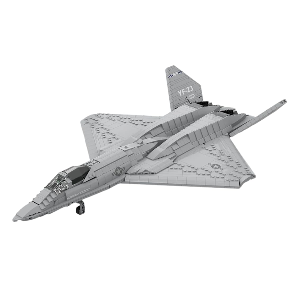 YF-23 Grey Ghost Fighter Aircraft Building Blocks Set, 1:35 Military Air Force Fighter Jet Model DIY Assembly, Home Decor & Toys & Gifts for Plane Enthusiasts (2,185 PCS)