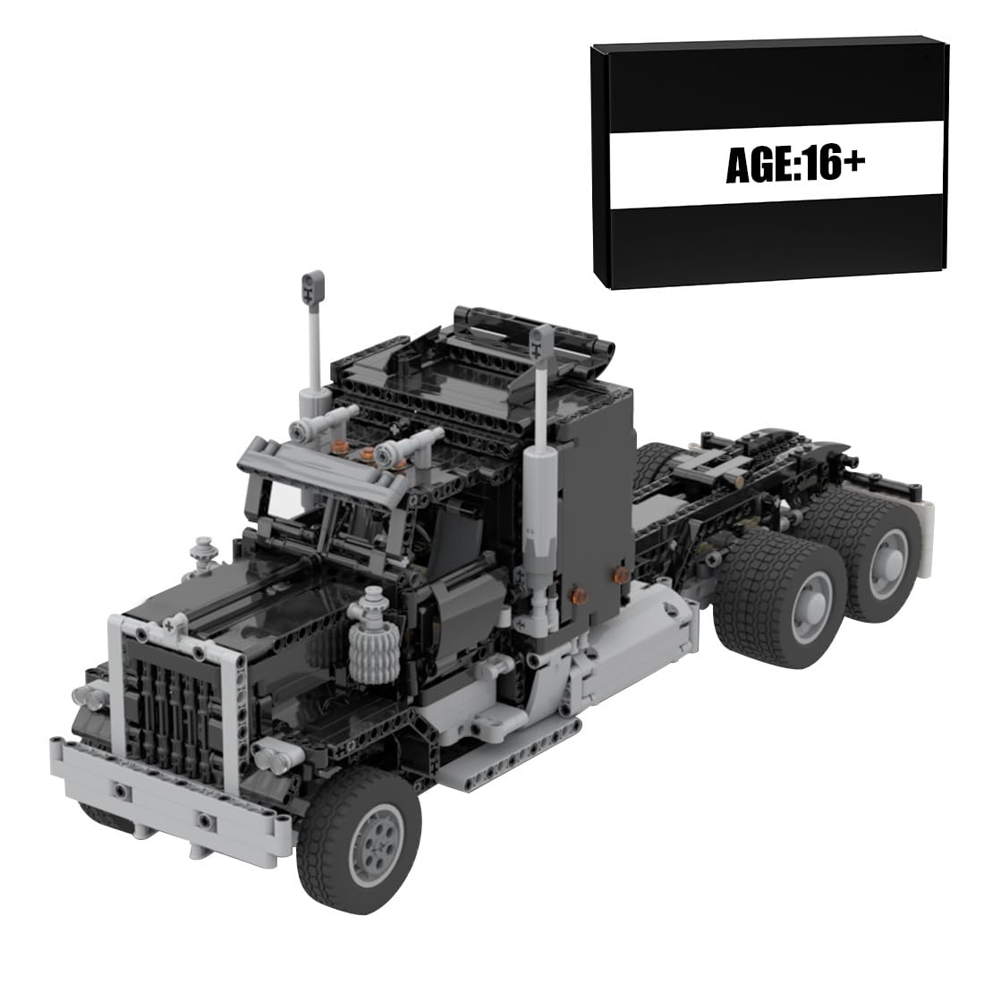 STEM Engineering Construction Toys,1447Pcs 1/17 Technology Series Electric RC Engineering Truck Trailer Model Bricks Kit Building Block MOC Set - Black, T9635FK18VKRMFUSIA16G9V