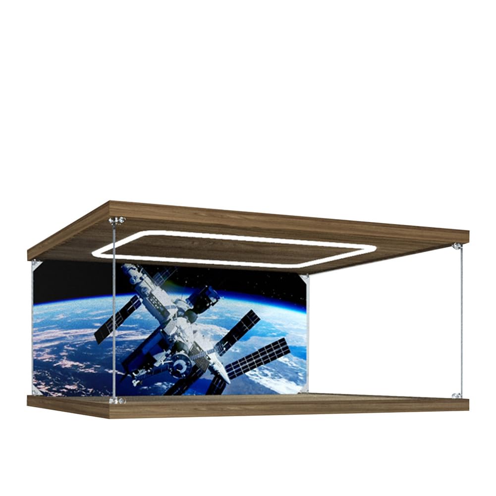 Acrylic Box Suitable for Lego 42181 Vertical Landing Cargo Spaceship Building Block Transparent dust Cover, 3mm Acrylic Thickness, 2cm heightened Brushed Base (Without Toy),A