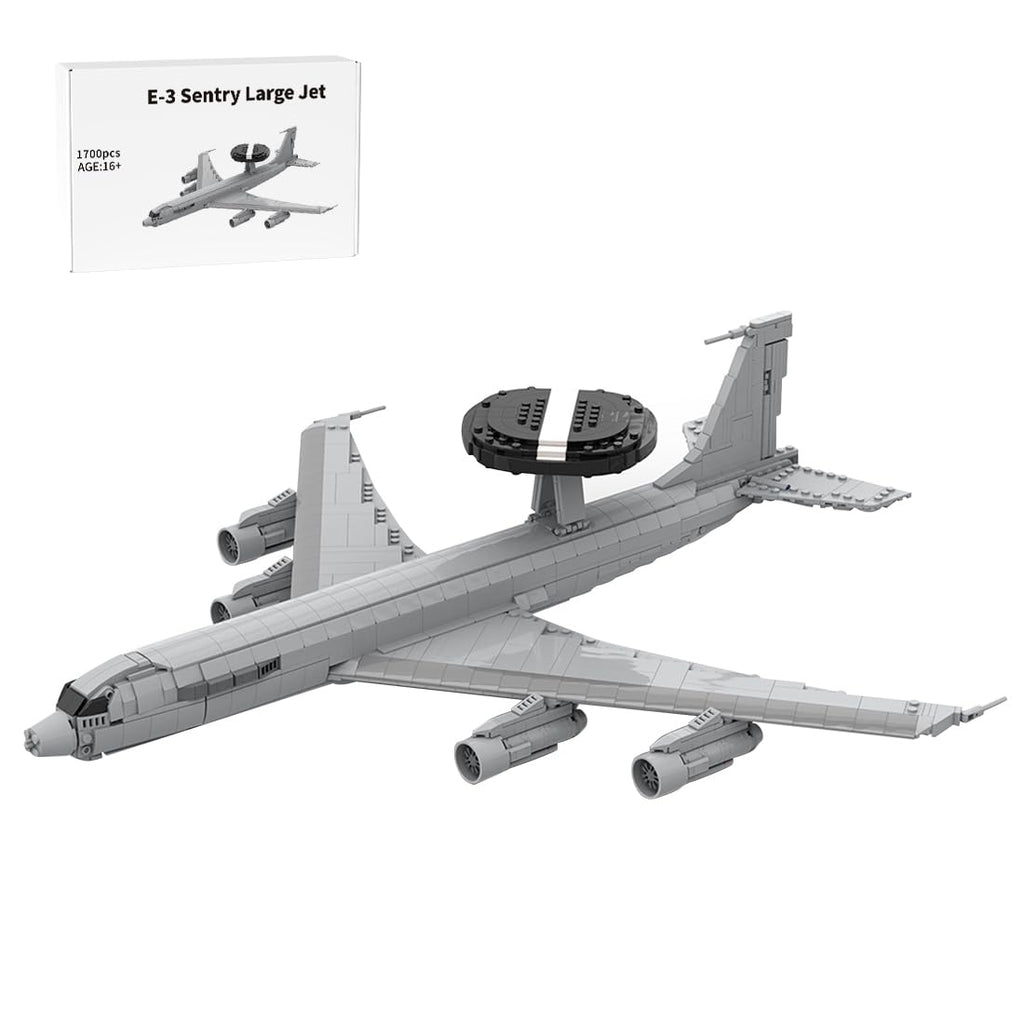 1/80 E-3 Sentry Fighter Jet Building Kit, Military Aircraft Building Block Set, Creative Interactive Building Toy for Teens and Up (1700PCS+)