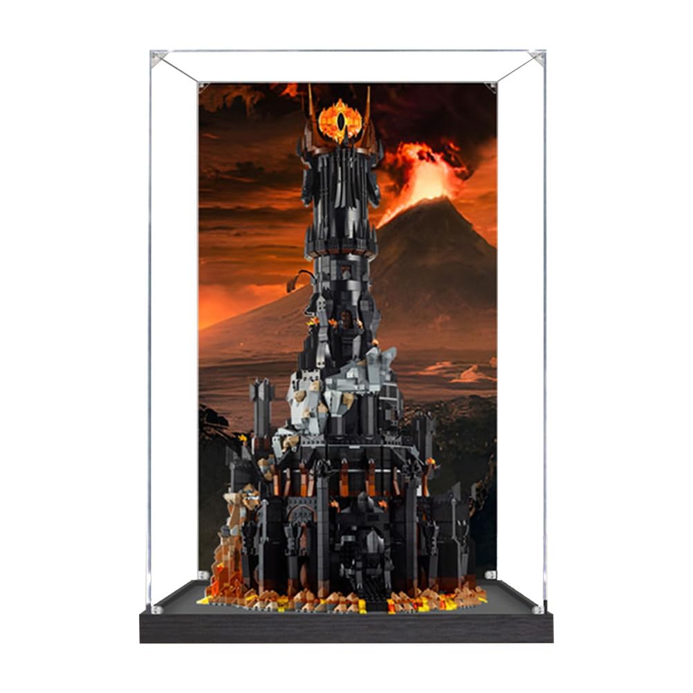 Acrylic Display case Designed for Lego 10333 Baraddur Building Block Model, Transparent dust Cover, 3mm Thick Acrylic Plate, 20mm Brushed Base (Toys not Included)