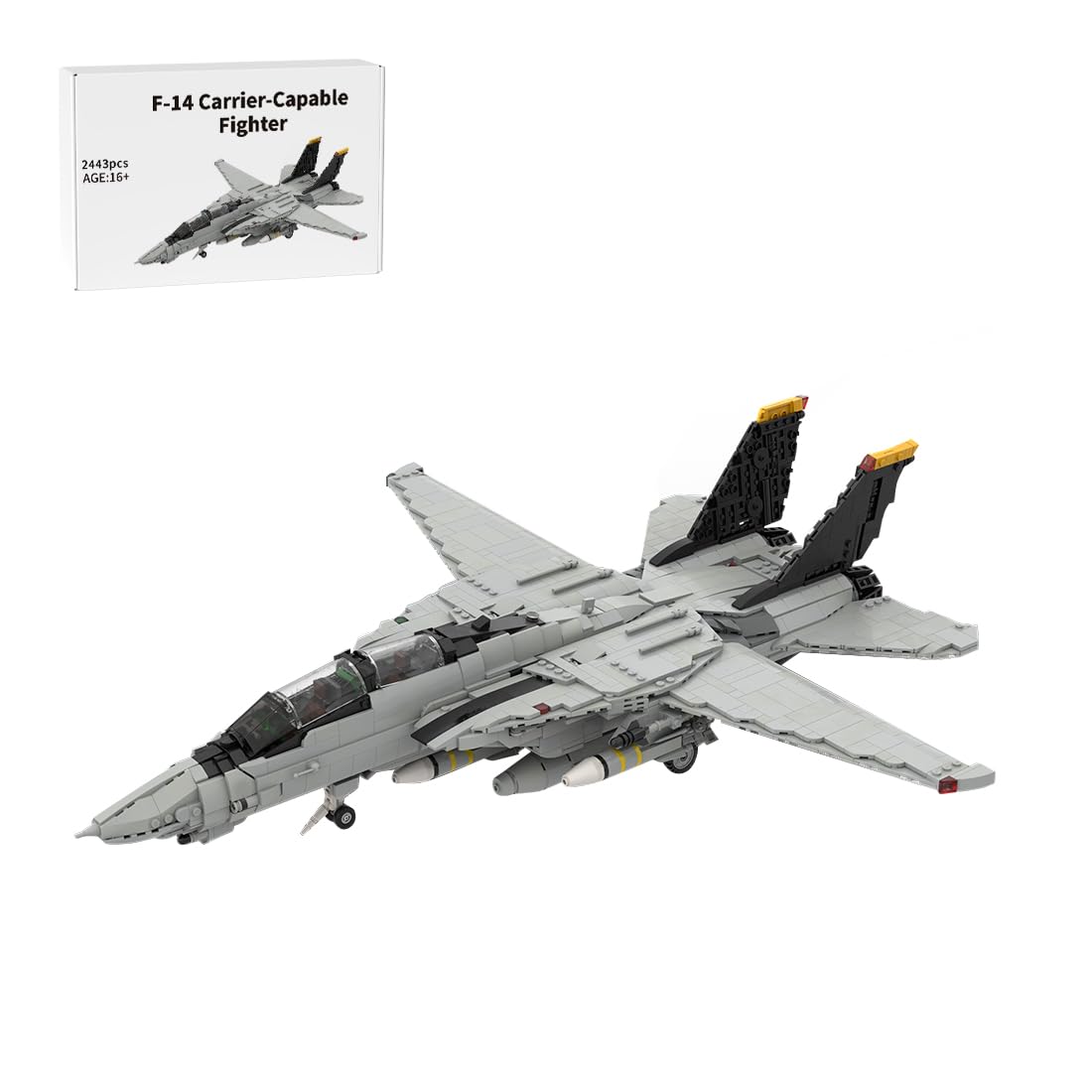 1/35 Scale F-14 Carrier-Capable Fighter Building Kit, Military Theme Building Block Set, Creative Interactive Building Toy for Teens and Up (2443PCS+)