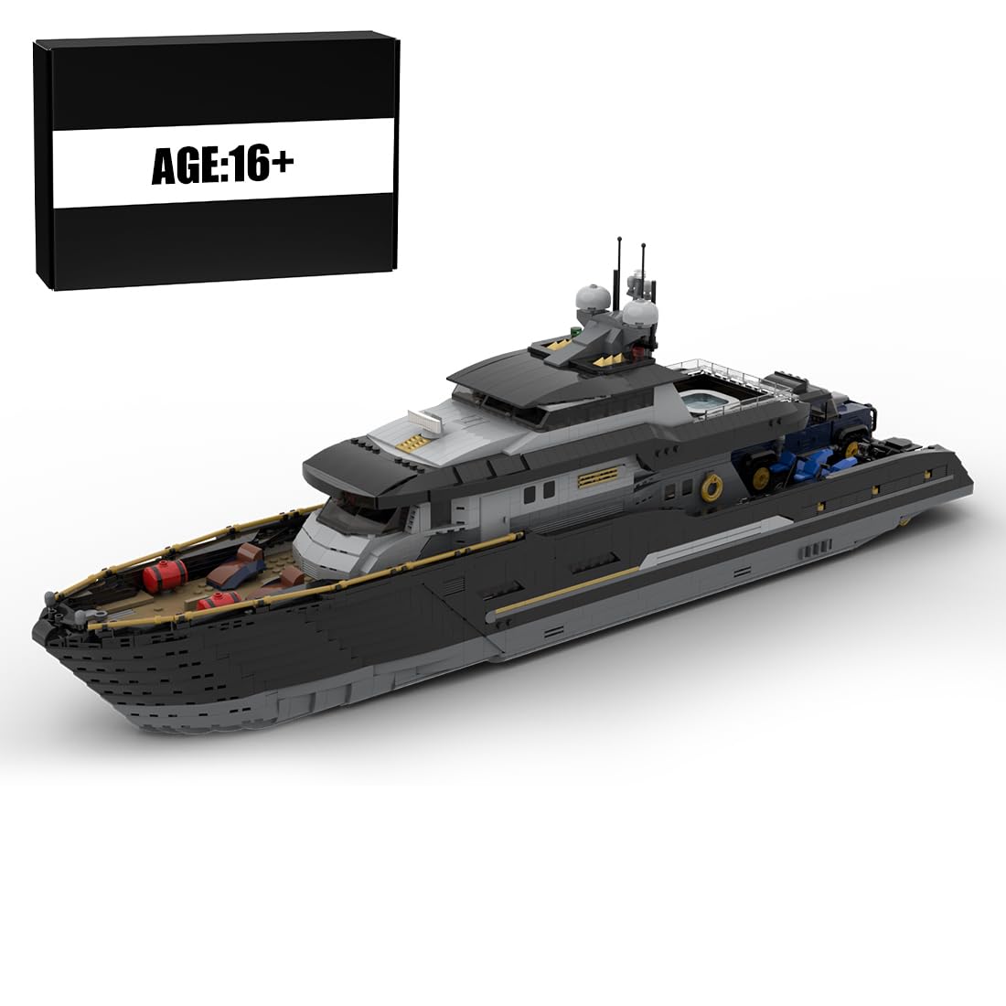 1/30 Scale Expeditionary Yacht Model Building Block Set, Cruise Ship Building Toy Set with Functional Propeller, Collectible Display Decorations Gift (4369PCS)