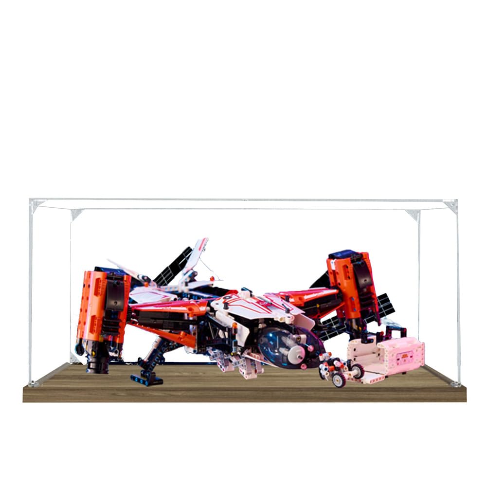 Acrylic Box Suitable for Lego 42181 Vertical Landing Cargo Spaceship Building Block Transparent dust Cover, 3mm Acrylic Thickness, 2cm heightened Brushed Base (Without Toy),A