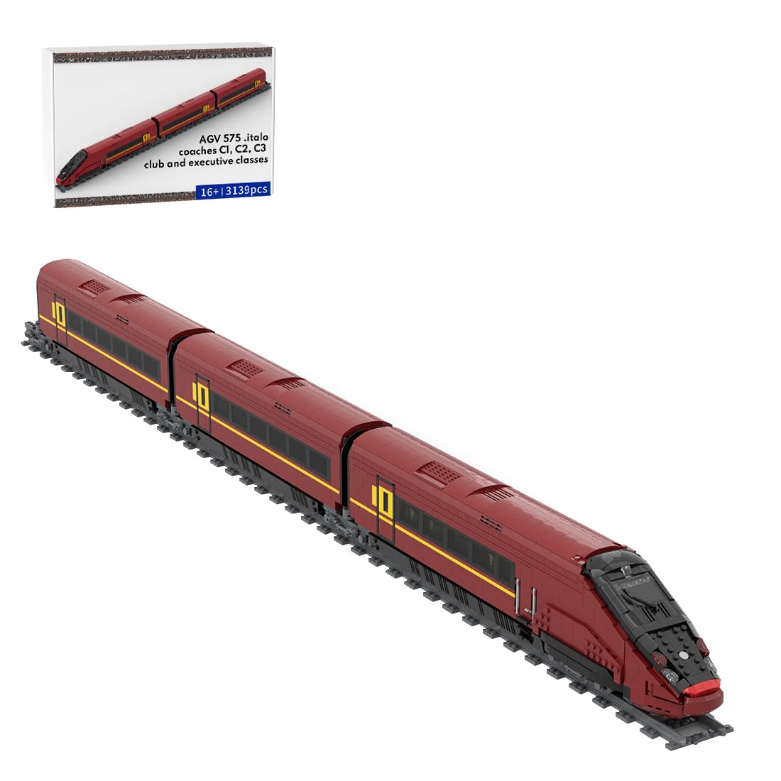 AGV-575 Italo High Speed Train Club Executive Class Builidng Blocks Set, 3,139 Pieces Train Building Kit, Collectible Locomotive Building Toy Model for Adult & Ideal Gift for Home Décor