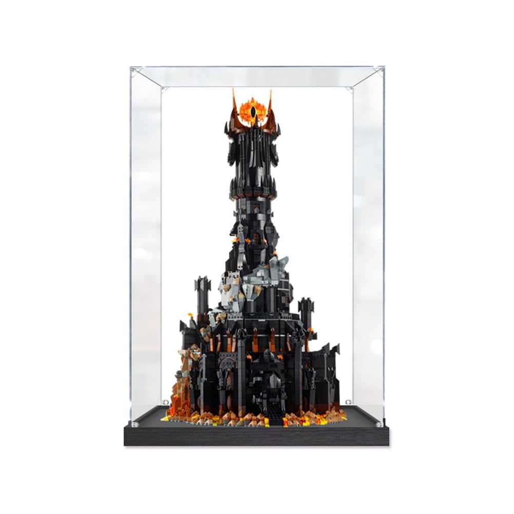 Acrylic Display case Designed for Lego 10333 Baraddur Building Block Model, Transparent dust Cover, 3mm Thick Acrylic Plate, 20mm Brushed Base (Toys not Included)