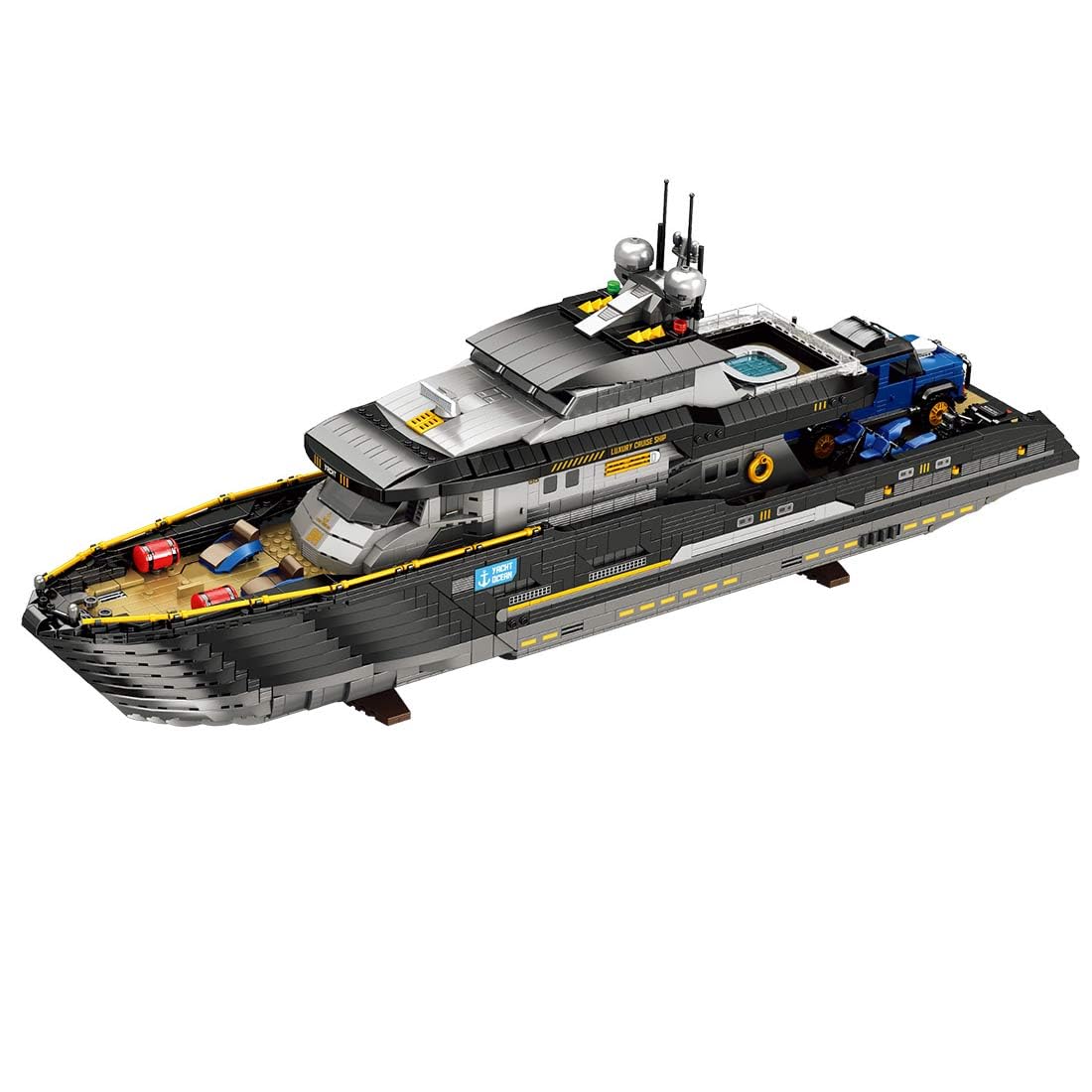 BrickCraftWorks 1/30 Scale Luxury Super-Yacht Model Building Block Set, Cruise Ship Building Toy Set with Functional Propeller, Collectible Display Decorations Gift (4421PCS)