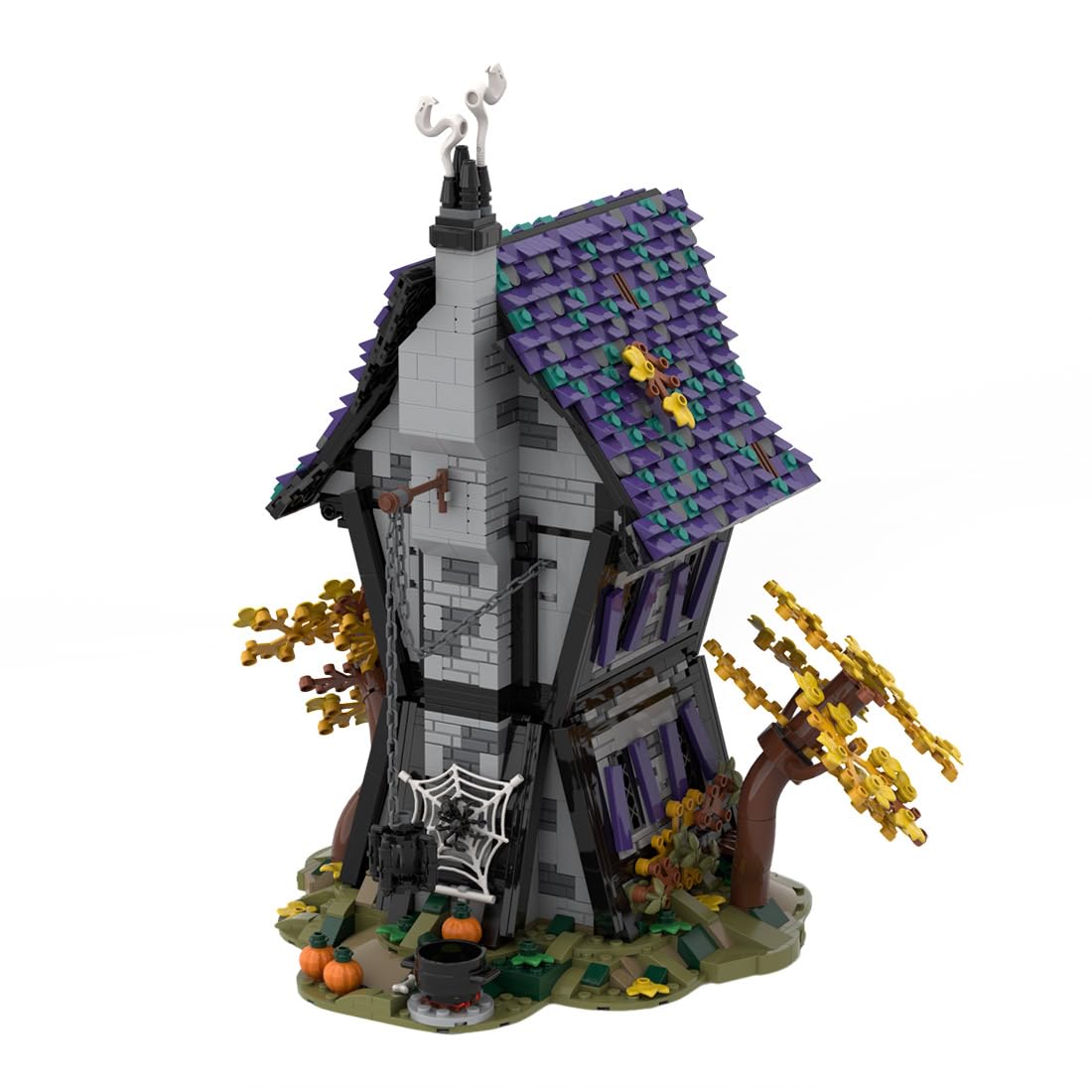 House Modular Building Blocks Sets, Witches' House Architecture Model Assembly Toy Building Bricks for Hall-oween Gift, Home Decor (1912PCS)