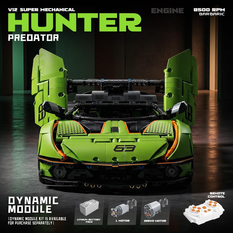 1/10 Scale Technic Race Car Building Set, Remote Control STEM Car Building Kit with V12 Engine, 1889 PCS Collectible STEM Car Building Toys, Sports Car Model Kit Gift for Adults Kids Boy Girl (Y10001)