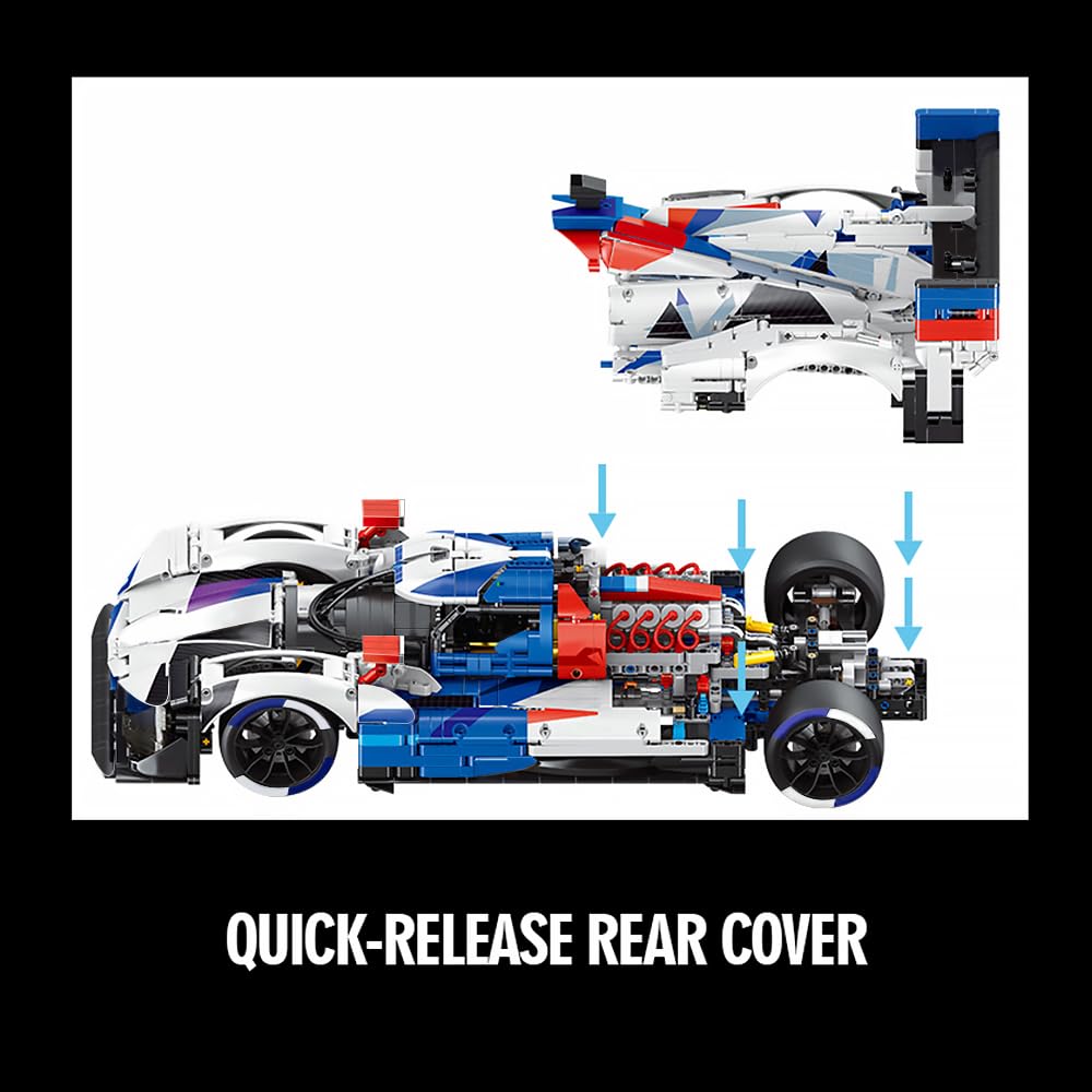 39044 Hybrid V8 Racing Car Building Block Set, 1: 8 Scale Supercar Building Toy, 3507 Pieces Technik Racing Block Models, MOC Adult Sports Car Models Collection Gifts