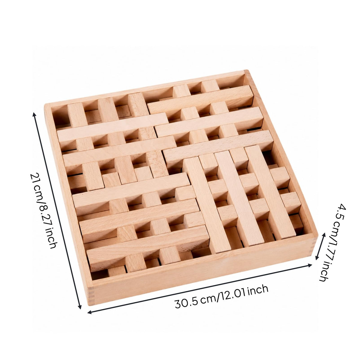 Children Building Blocks Open Ended Wooden Building Toy with Solid Beech Wood Parts for Hands on Exploration and Pattern Making at Home or Classroom, Style D