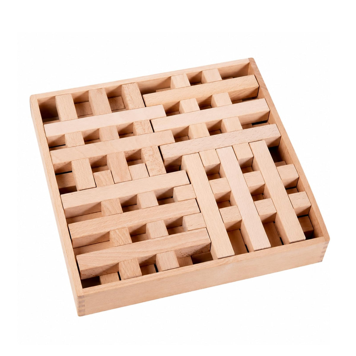 Children Building Blocks Open Ended Wooden Building Toy with Solid Beech Wood Parts for Hands on Exploration and Pattern Making at Home or Classroom, Style D