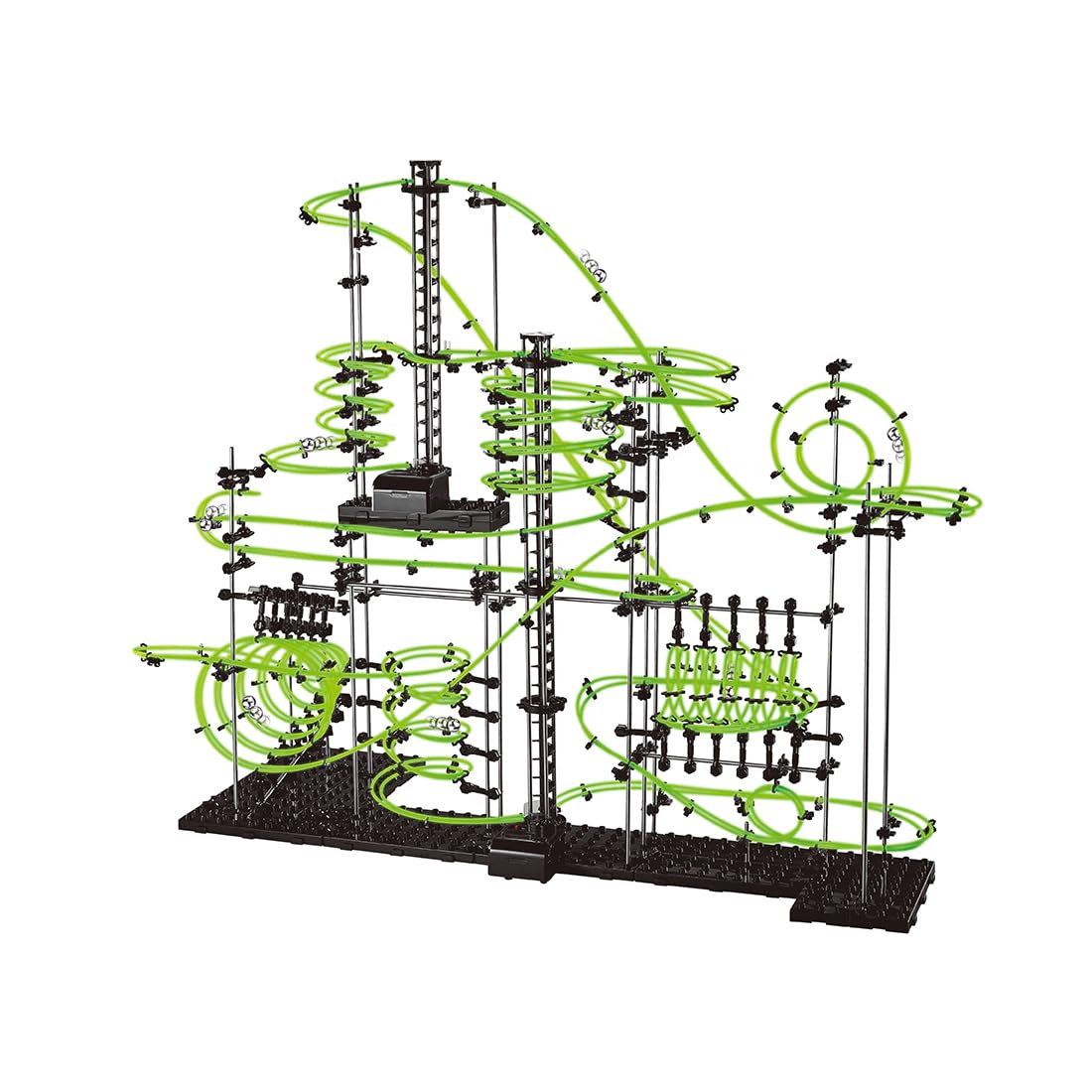 1337pcs Level 3–8 Marble Roller Coaster Kit, 820+ PCS Glow-in-the-Dark Marble Run with Steel Balls – Luminous Rail Maze Building Toys, STEM Construction Set for Ages 14+ & Adults