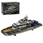 1/30 Scale Expeditionary Yacht Model Building Block Set, Cruise Ship Building Toy Set with Functional Propeller, Collectible Display Decorations Gift (4369PCS)