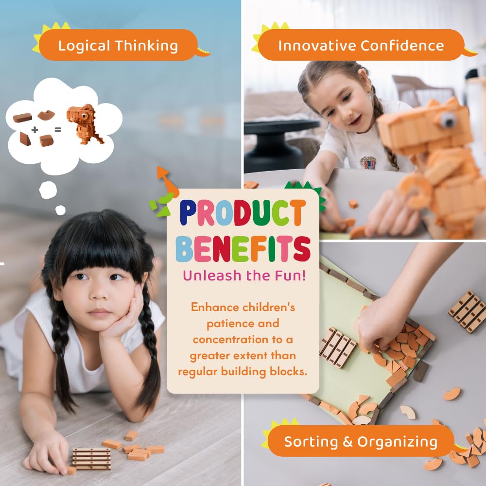 Dragon Construction Set, Construction Education Toy for Kids 6+ Years Old, Craft Bricks for Adults, Realistic House, DIY Garden, STEM Building Set, Washable and Reusable (220pcs)