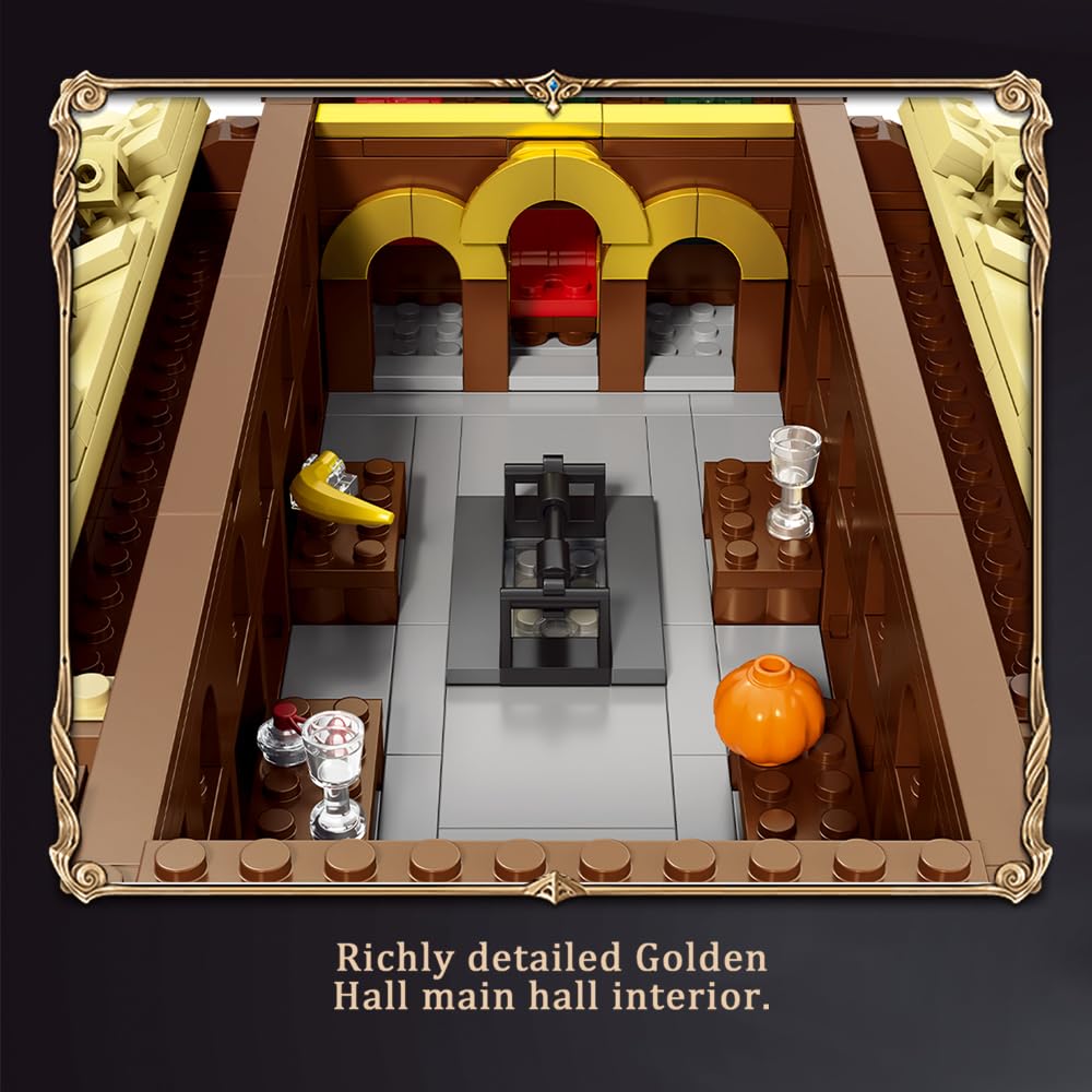 Golden Hall House Building Block Set, MOC Modular Architecture European Classic Building Blocks, Suitable for Home Decoration and Creative Display Model Toys