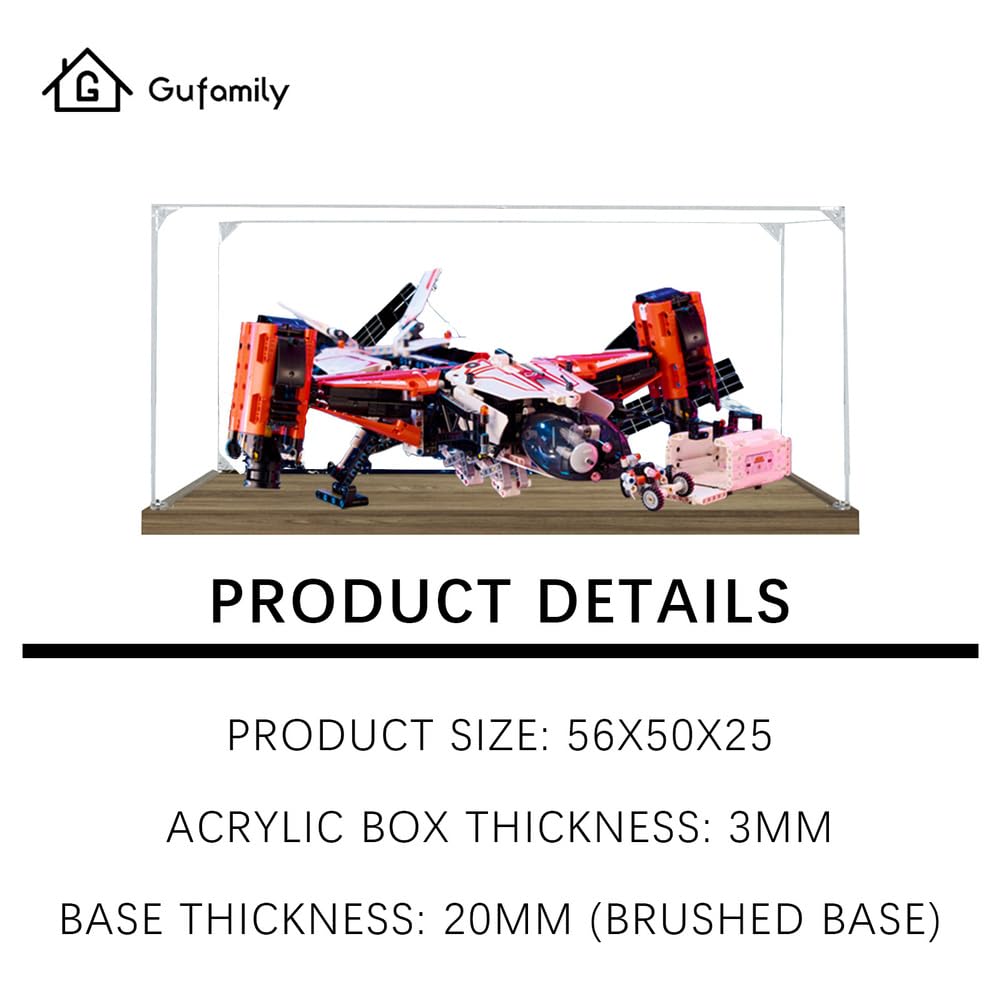 Acrylic Box Suitable for Lego 42181 Vertical Landing Cargo Spaceship Building Block Transparent dust Cover, 3mm Acrylic Thickness, 2cm heightened Brushed Base (Without Toy),A