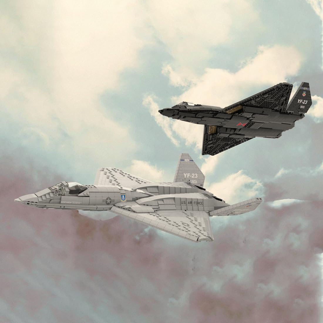 YF-23 Grey Ghost Fighter Aircraft Building Blocks Set, 1:35 Military Air Force Fighter Jet Model DIY Assembly, Home Decor & Toys & Gifts for Plane Enthusiasts (2,185 PCS)