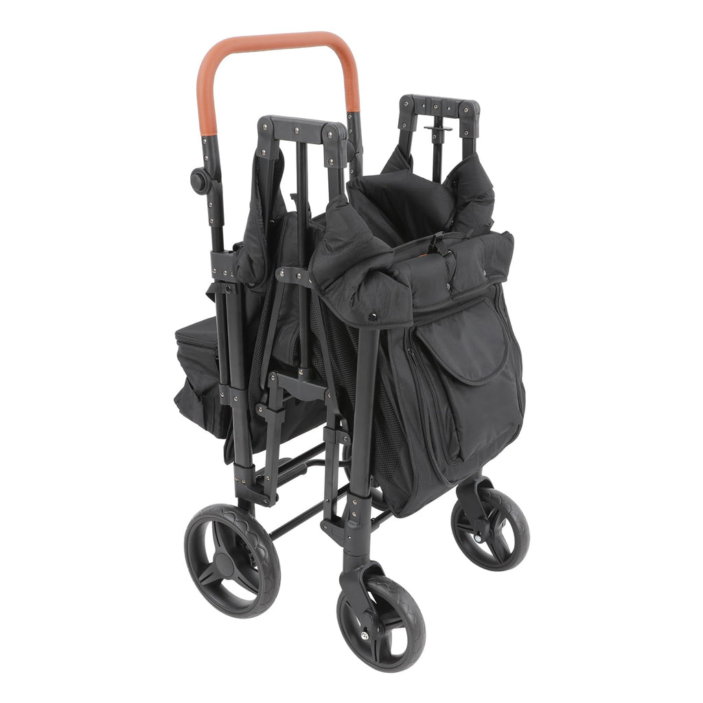 2-Seat Wagon Stroller Kid Wagon with Canopy & 220lbs Black atroller