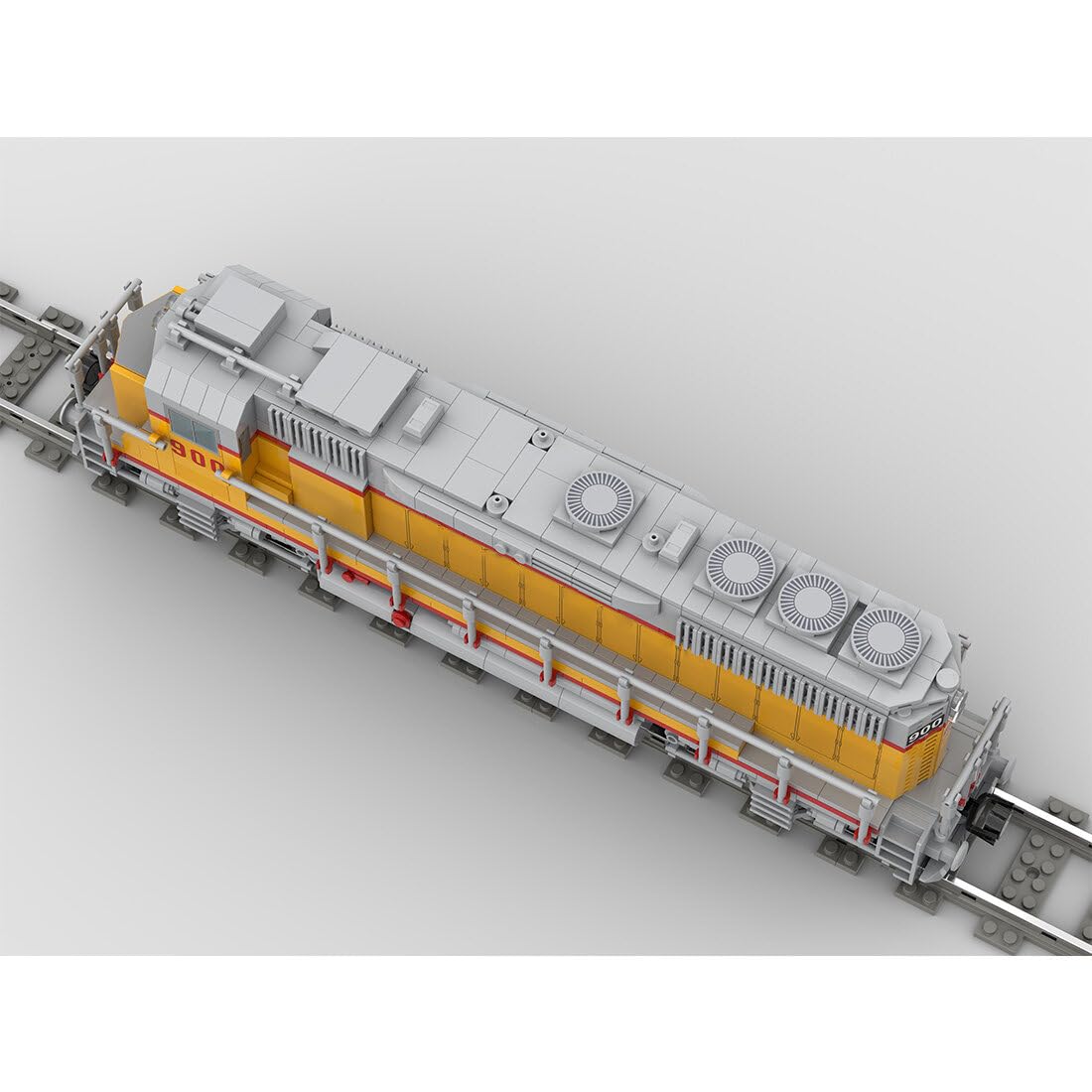 DIY Train Building Blocks Set, MOC-180032 GP40 4-axle Diesel Electric Locomotive Train Model Toy for Train Enthusiasts Lovers (Dynamic Version/1146PCS), 40.2 x 7.8 x 10.9cm, Type1