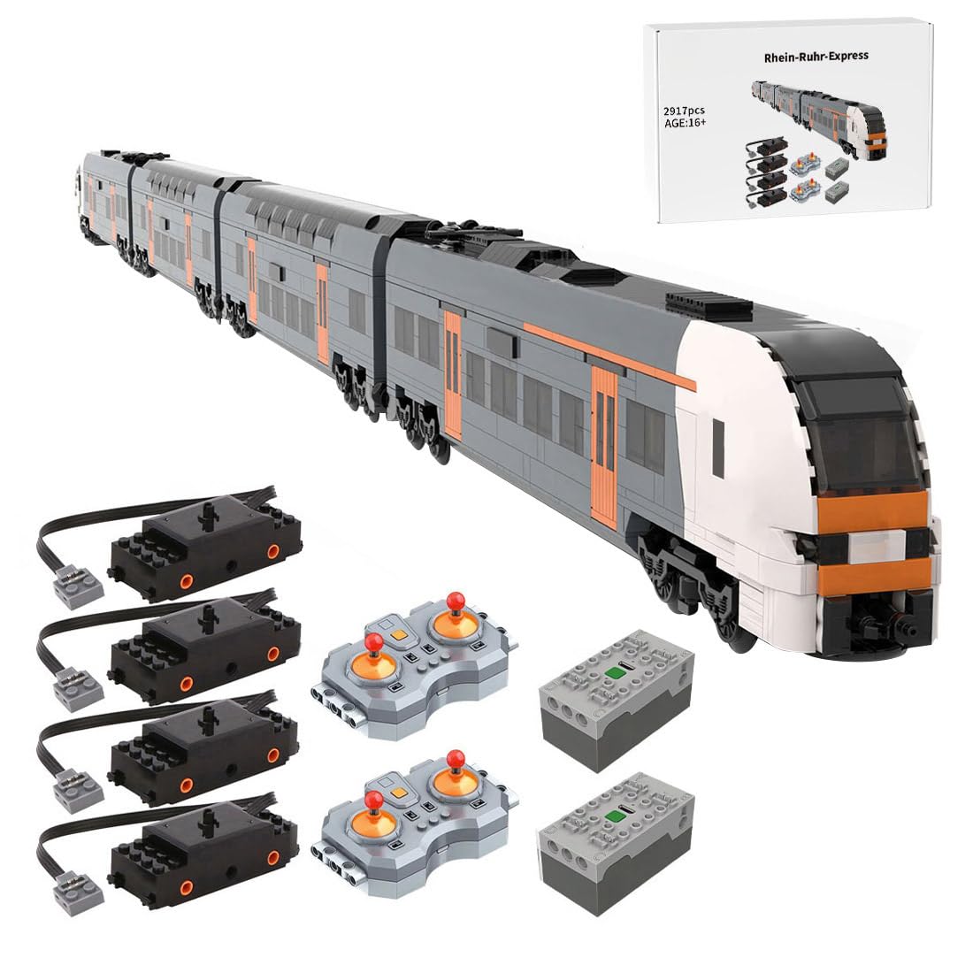 6wide Dynamic Rhein-Ruhr-Express Building and Construction Toy, Technic Train Series Building Block Set, Creative Interactive Building Toy for Teens and Up (2917Pcs +)
