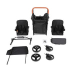 2-Seat Wagon Stroller Kid Wagon with Canopy & 220lbs Black atroller