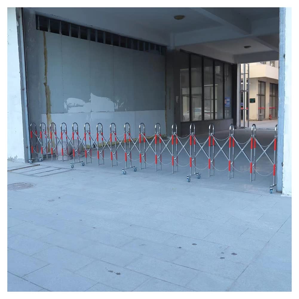 exproyzk Expandable Metal Barricade Folding Security Gate Steel Accordion Security Gate 360° Rolling Barricade Gate for Driveway, Garage (Color : Red-Silver, Size : 1.5x5m)