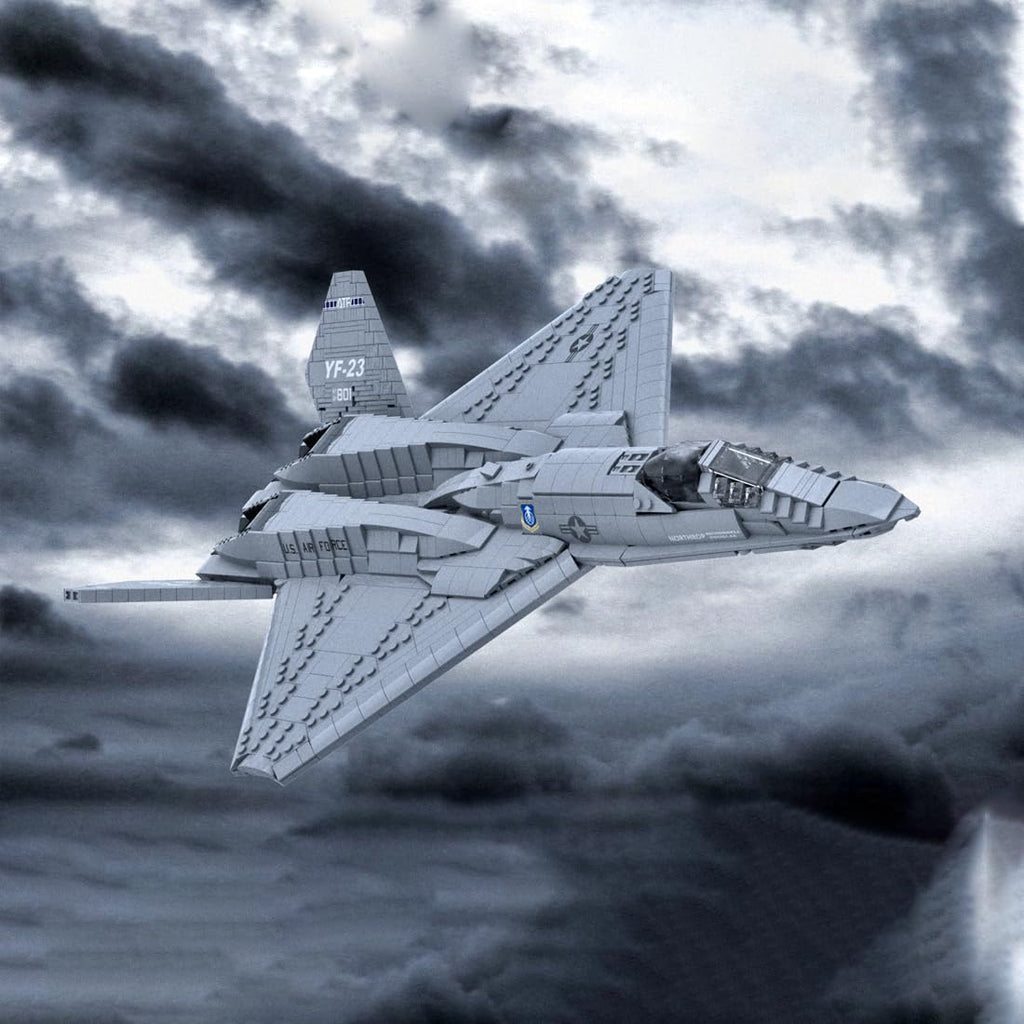 YF-23 Grey Ghost Fighter Aircraft Building Blocks Set, 1:35 Military Air Force Fighter Jet Model DIY Assembly, Home Decor & Toys & Gifts for Plane Enthusiasts (2,185 PCS)