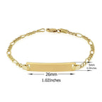 14K Real Yellow Gold Baby ID Bar Bracelet Personalized name adjustable Bracelets Engravable With Newborn Kids Name Cute Jewelry Gift for Boys Girls children