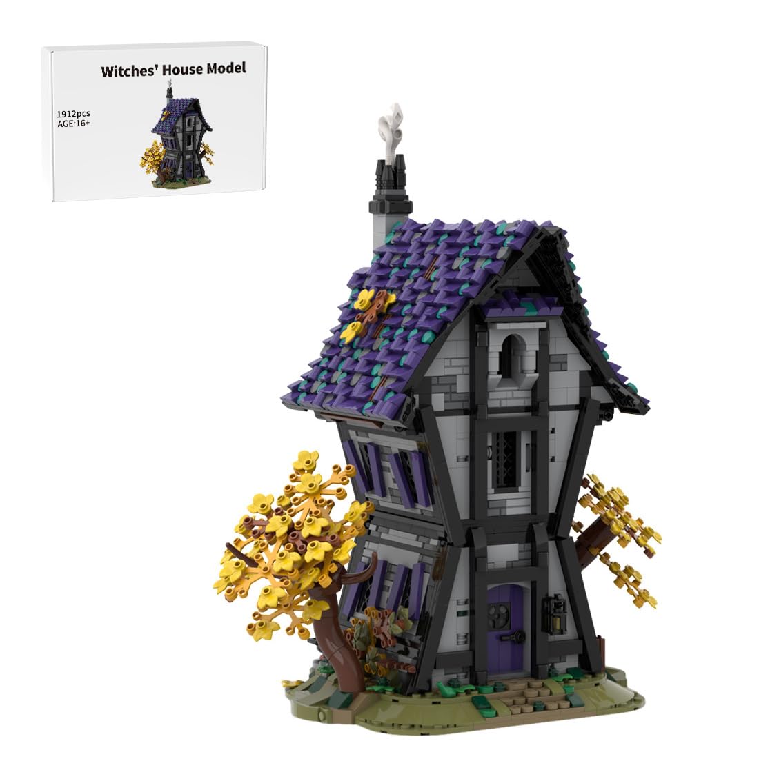 House Modular Building Blocks Sets, Witches' House Architecture Model Assembly Toy Building Bricks for Hall-oween Gift, Home Decor (1912PCS)