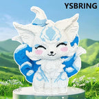 50000-Piece Adult Edition Blue & White Mythical Nine-Tailed Fox Micro Building Blocks Set | Large-Size Collectible DIY Assembly Model Toys with Tight Interlocking Fit