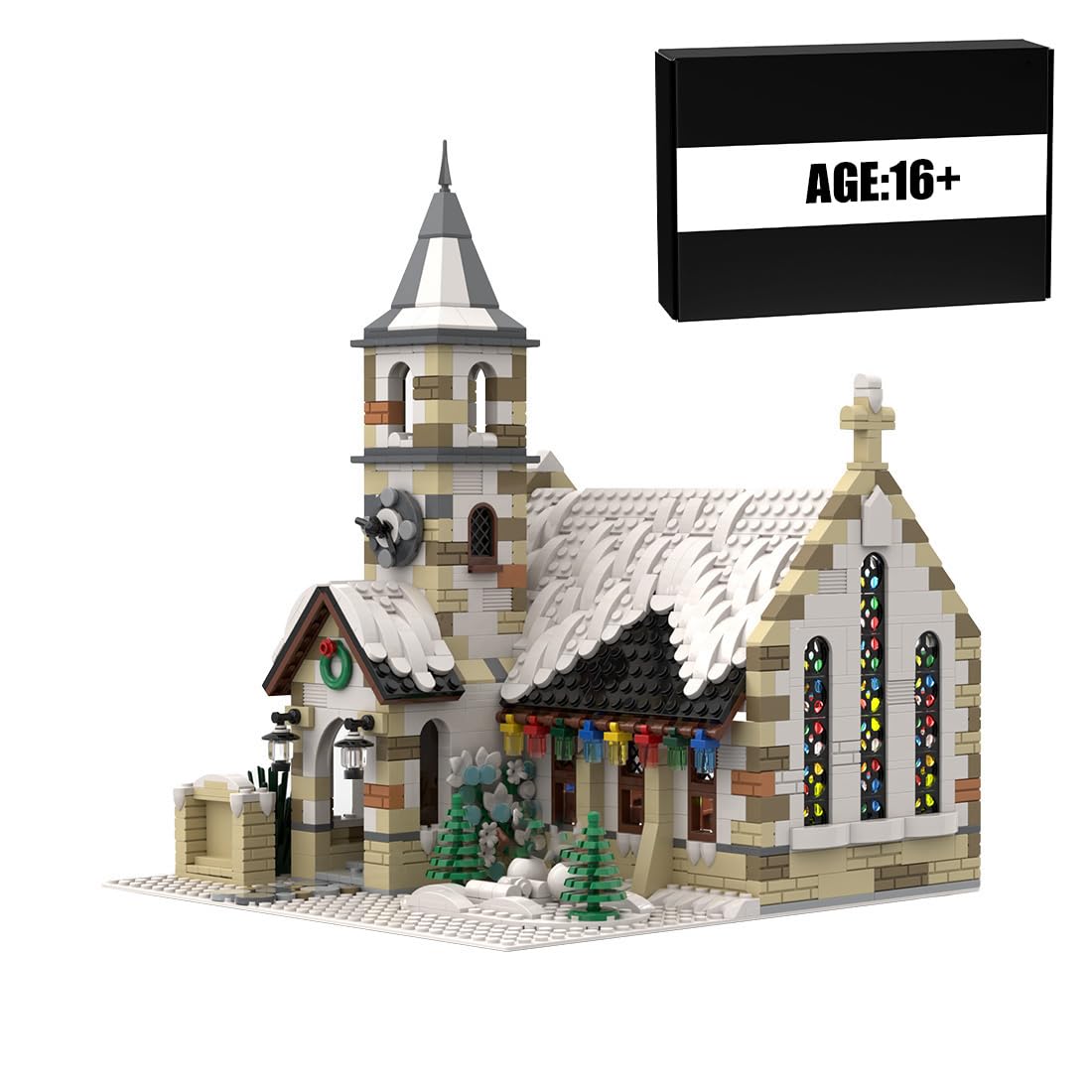 Winter Country Church Modular Model for Church of The Nativity Building Blocks Toys Set, Modular Church Architecture Set for Adults and Teen (1769PCS)