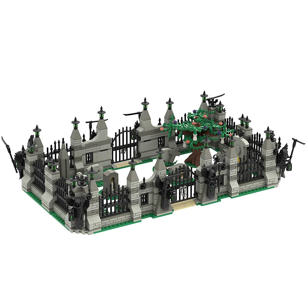 Halloween Haunted Castle Building Blocks Set, 1547 PCS Spooky Castle Model Kit with Gate, Watchtower, Spooky Tree, Pumpkin & Skeleton Details, Modular Architecture Building Toy