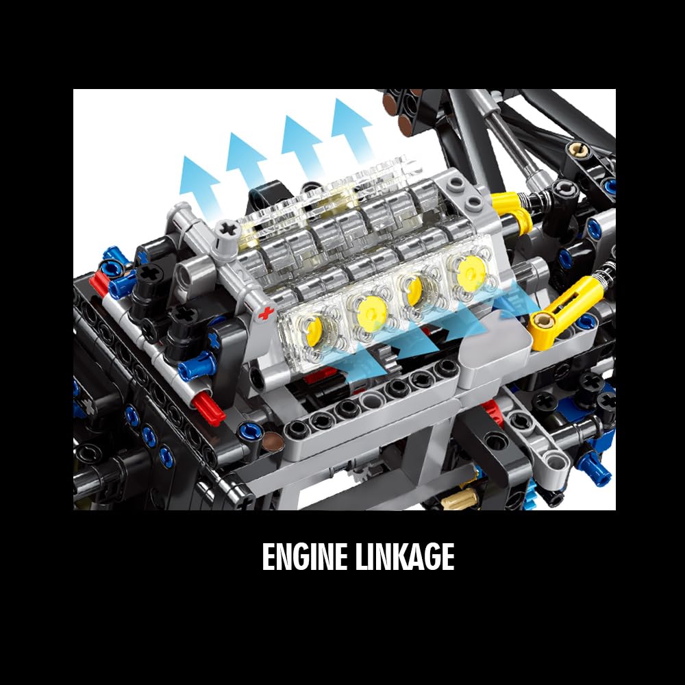 39044 Hybrid V8 Racing Car Building Block Set, 1: 8 Scale Supercar Building Toy, 3507 Pieces Technik Racing Block Models, MOC Adult Sports Car Models Collection Gifts