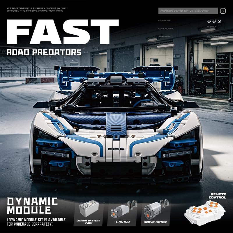 1/10 Scale Super Car Building Kit, Remote Control STEM Car Building Set with V8 Engine, 2015 PCS Collectible STEM Sports Car Building Toys, Race Supercar Model Kit Gift for Kid Adult Boy Girl (Y10002)