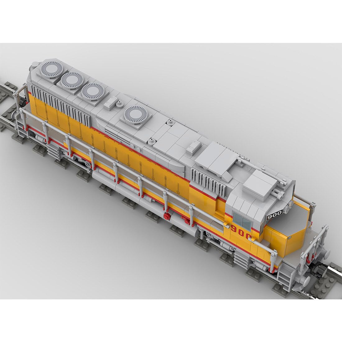 DIY Train Building Blocks Set, MOC-180032 GP40 4-axle Diesel Electric Locomotive Train Model Toy for Train Enthusiasts Lovers (Dynamic Version/1146PCS), 40.2 x 7.8 x 10.9cm, Type1