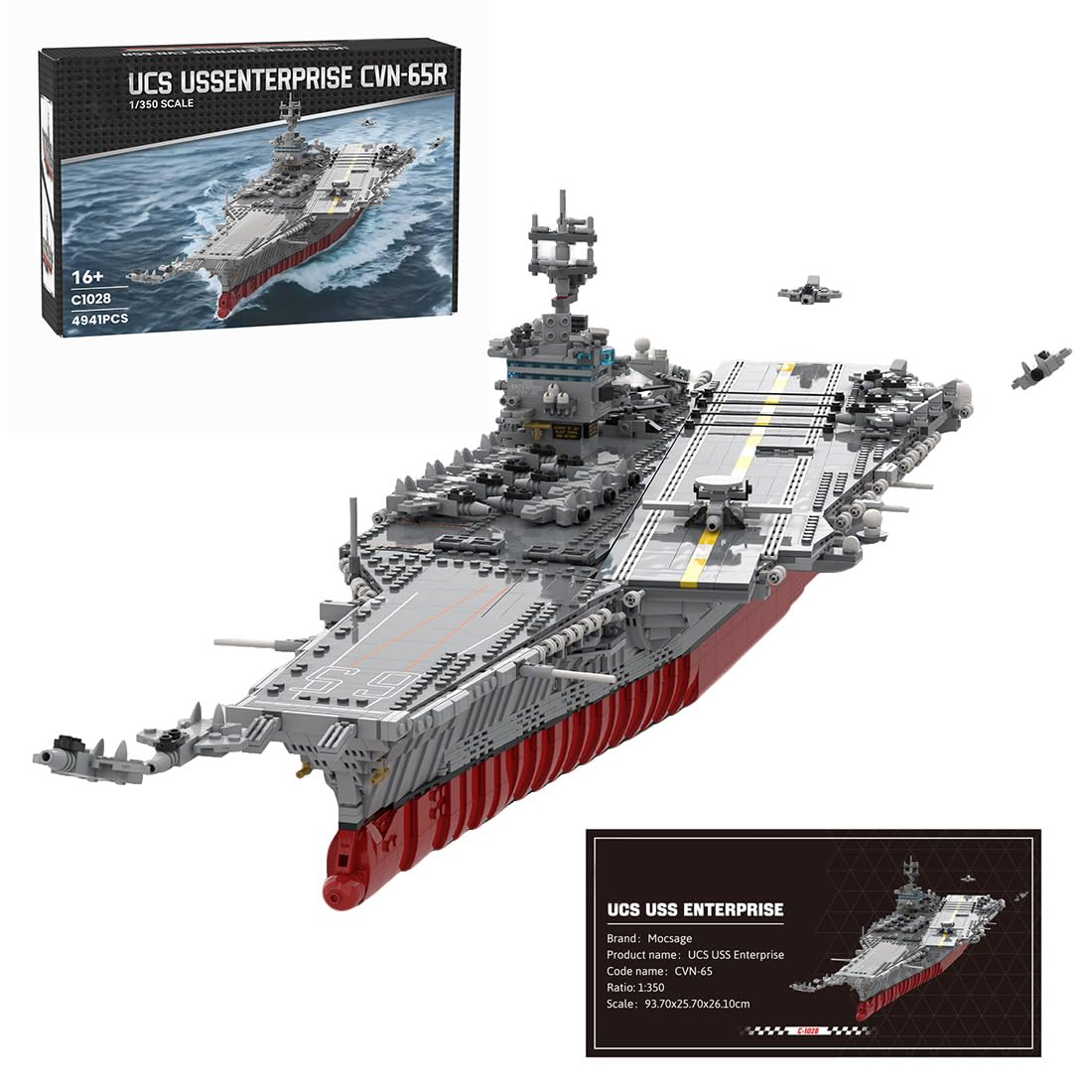 1/350 UCS USS Enterprise CVN-65 Aircraft Carrier Building Blocks and Construction Toy, Collectible Military-Themed Model to Build and Display, Great Gift for Military Fans (4941PCS)