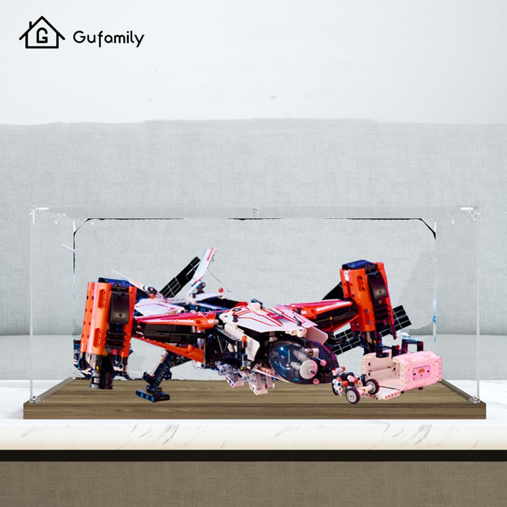 Acrylic Box Suitable for Lego 42181 Vertical Landing Cargo Spaceship Building Block Transparent dust Cover, 3mm Acrylic Thickness, 2cm heightened Brushed Base (Without Toy),A