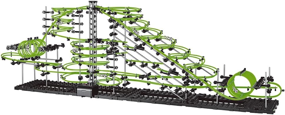 1337pcs Level 3–8 Marble Roller Coaster Kit, 820+ PCS Glow-in-the-Dark Marble Run with Steel Balls – Luminous Rail Maze Building Toys, STEM Construction Set for Ages 14+ & Adults