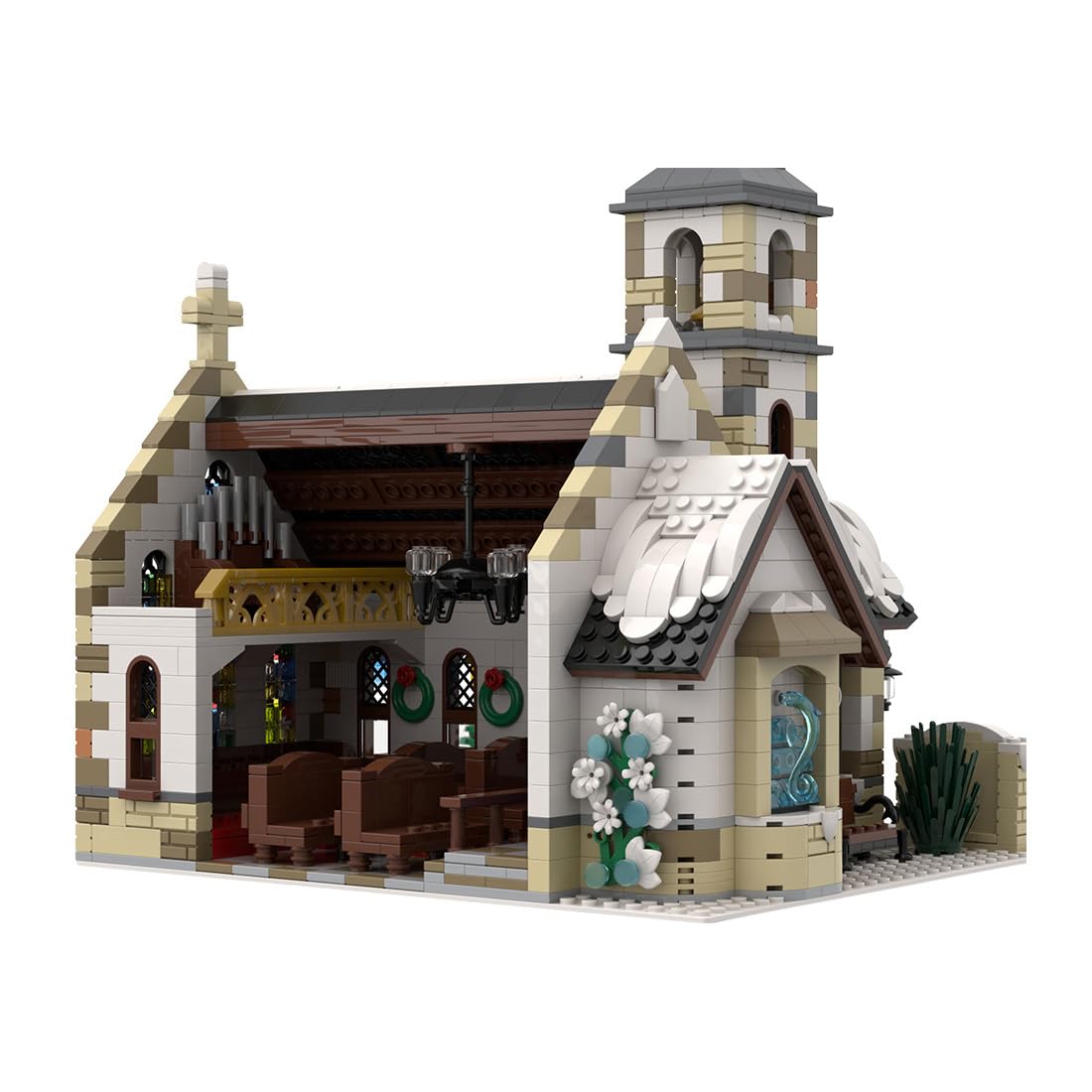 Winter Country Church Modular Model for Church of The Nativity Building Blocks Toys Set, Modular Church Architecture Set for Adults and Teen (1769PCS)