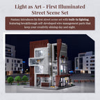 Architecture Studio and Toy Shop Modular Building Set, 3 Story Modern Office with LED Lighting and European Castle Style Toy Store, Urban Street Scene Brick Model with Minifigures