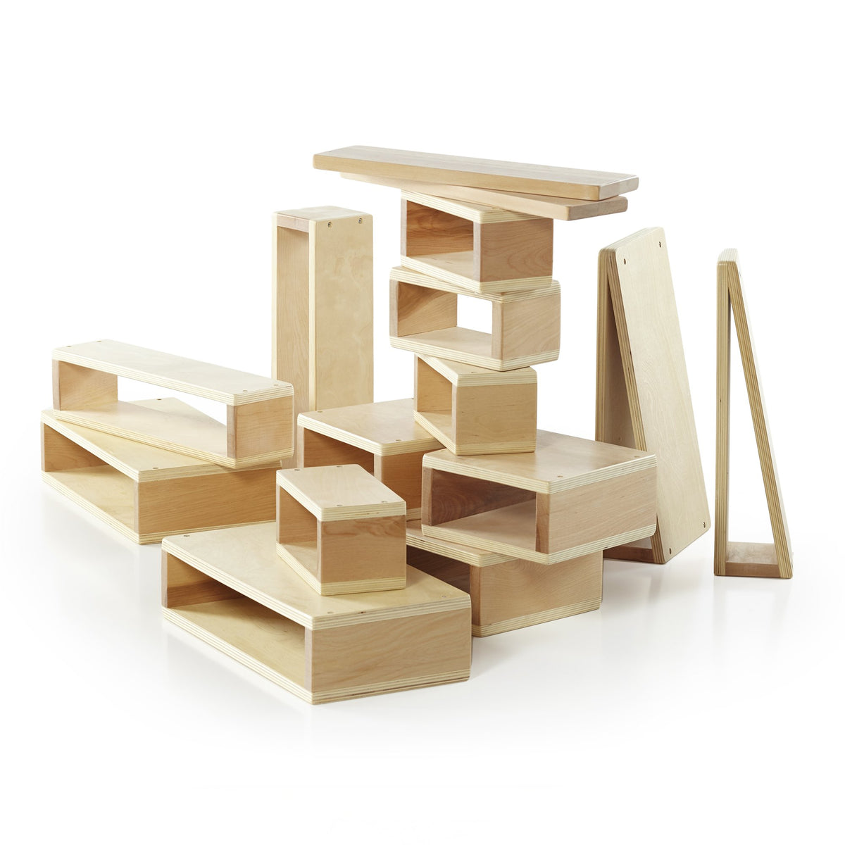 Guidecraft Jr. Hollow Blocks - Set of 16: S.T.E.M Learning & Educational Game for Children; Wooden Building Toy