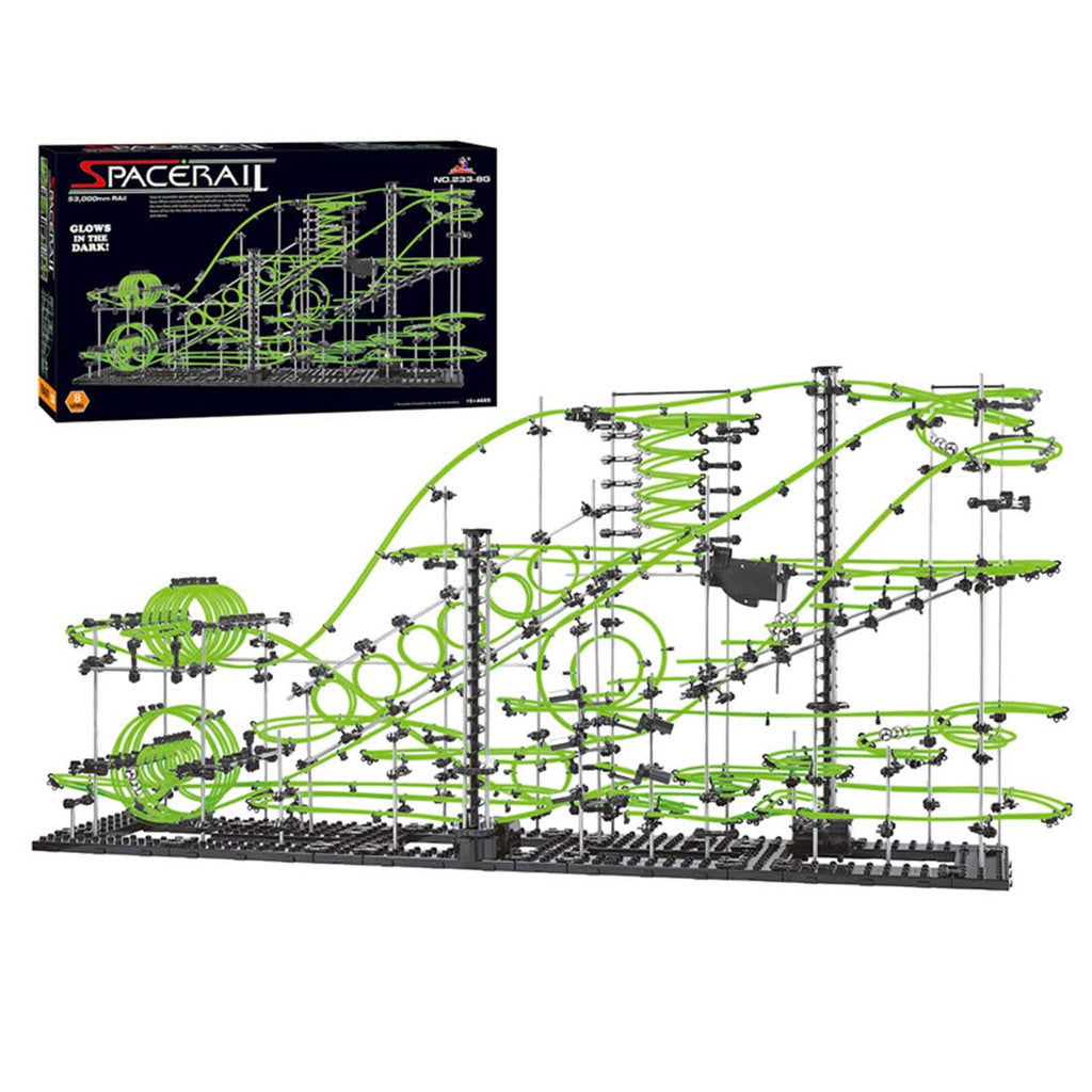 1337pcs Level 3–8 Marble Roller Coaster Kit, 820+ PCS Glow-in-the-Dark Marble Run with Steel Balls – Luminous Rail Maze Building Toys, STEM Construction Set for Ages 14+ & Adults