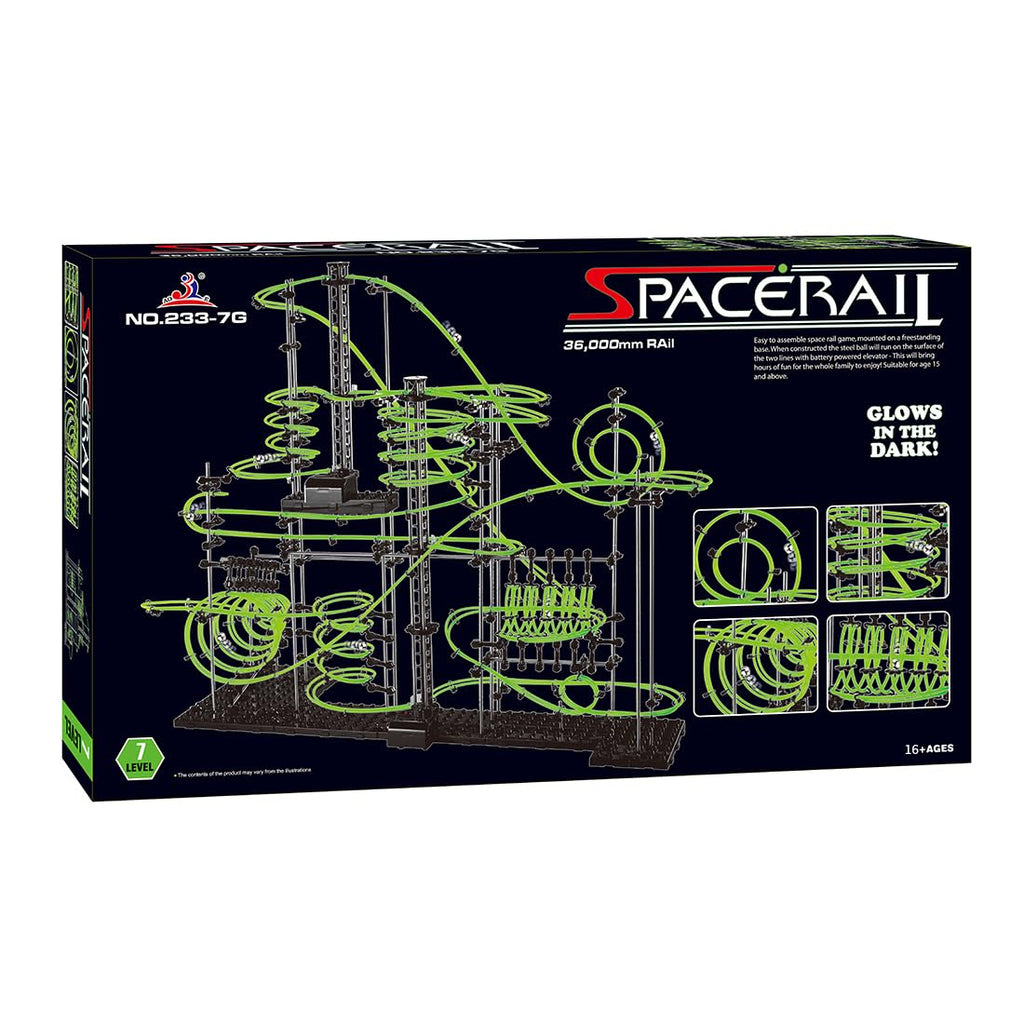 867PCS Marble Roller Coaster Kit, Space Rail Glow-in-The-Dark STEM Model Building Set with 8 Steel Balls, DIY Engineering Toy for Adults(Level 5)